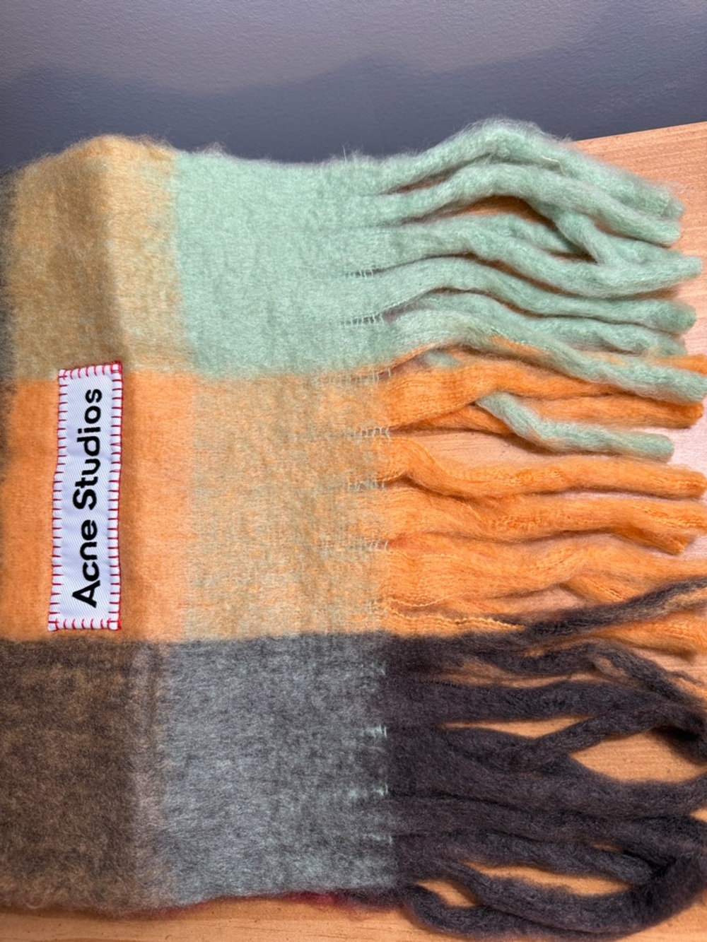 Acne Studios Multicolor Check Mohair Scarf - Picture 2 of 4